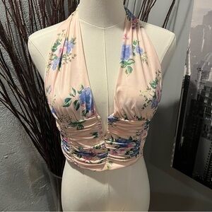 🌺ZARA FLORAL CROPPED HALTER TOP SIZE MEDIUM🌺